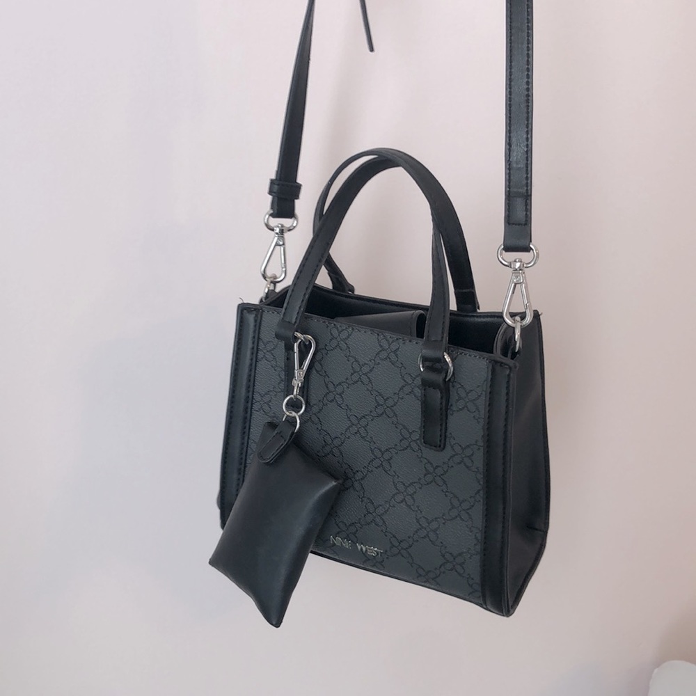 Cute Nine West Black Mini Tote Bag with Charm - Picture 5 of 16
